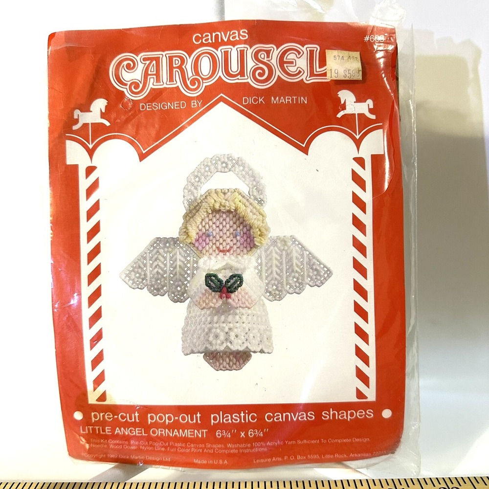Vintage 82 Canvas Carousel Plastic Canvas Kit Angel Designed by Dick Martin #608